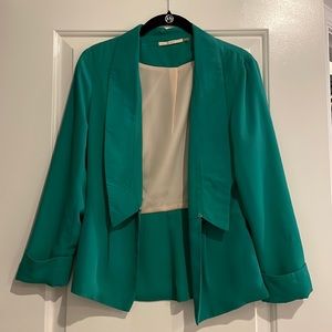 Teal blazer blouse